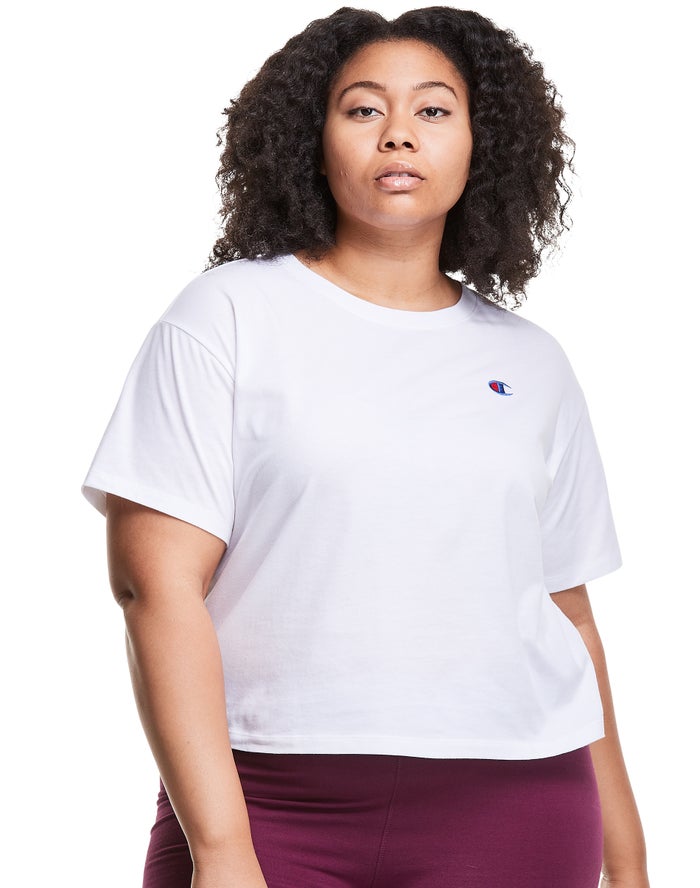 Champion Dame T-Shirts Hvide - Plus Lightweight Cropped - Danmark LNV-931482